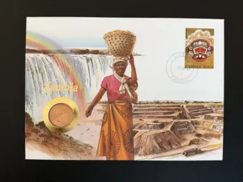 Zambia enveloppe numismatique Philswiss 1992 timbre masque K10