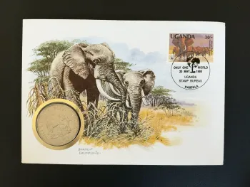 Uganda 1990 Numismatik-FDC Afrikanischer Elefant WWF Kampala