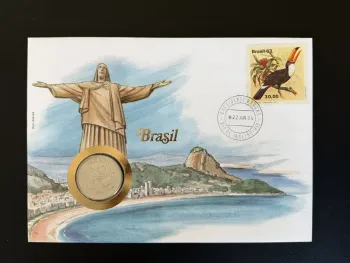 Brazil Philswiss 1984 numismatic envelope stamp toucan Rio