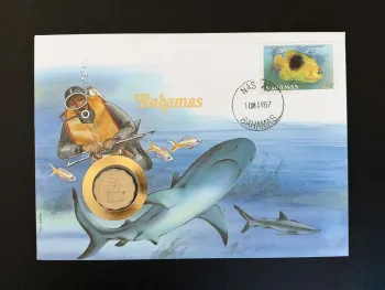 Bahamas 1987 Numisbrief Philswiss Fischmarke 5c