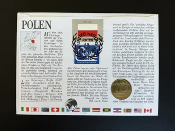 Pologne enveloppe numismatique 1987 pièce 10 Zlotych timbre ONU Polska