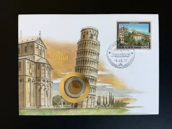Italie enveloppe numismatique Philswiss Sanremo 600 lire Roma 1991