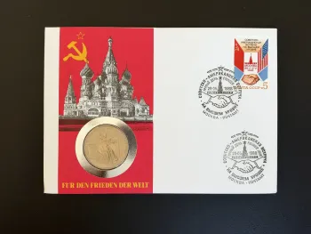 URSS 1988 Numisbrief sommet soviéto-américain Moscou FDC médaille
