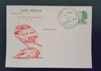 Carte postale 1ère liaison Paris St Gervais TGV 1984 SNCF