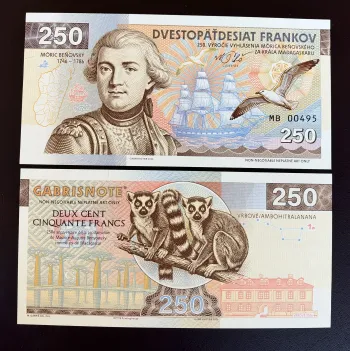 Matej Gabris Gabrisnote 250 Francs 2026 Móric Beňovský Madagascar Billet UNC