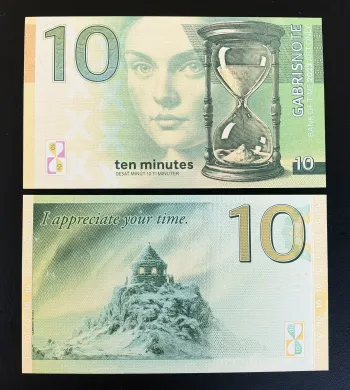 Matej Gabris Gabrisnote 10 Minutes Bank of Time 2023 Billet Fantaisie Sablier
