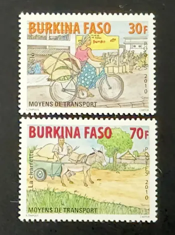 Burkina Faso 2010 Mi. 1935-1936 Moyens de transport vélo charrette âne