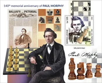 Sierra Leone 2024 Mi. Bl. 3185 bloc Paul Morphy échecs