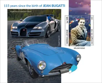 Sierra Leone 2024 Mi. Bl. 3195 bloc Jean Bugatti voitures Chiron Veyron