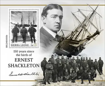 Sierra Leone 2024 Mi. Bl. 3247 bloc Shackleton explorateur Antarctique