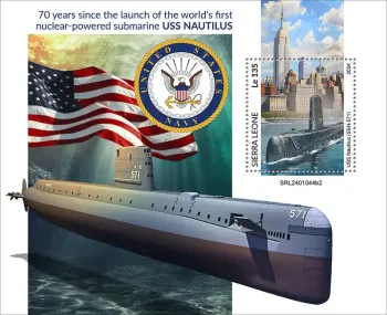 Sierra Leone 2024 Mi. Bl. 3230 bloc USS Nautilus sous-marin nucléaire