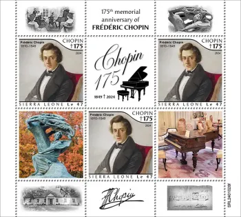 Sierra Leone 2024 Mi. 18891 feuillet Frédéric Chopin musique compositeur