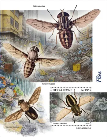 Sierra Leone 2024 Mi. Bl. 3126 bloc mouches taons insectes