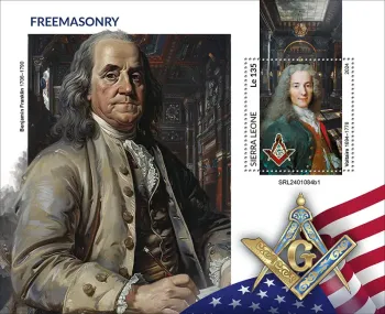 Sierra Leone 2024 Mi. Bl. 3198 bloc franc-maçonnerie Churchill Mozart