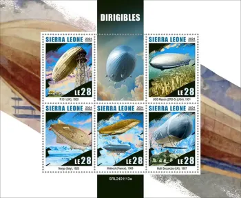 Sierra Leone 2024 Mi. 18560-18564 feuillet dirigeables zeppelins