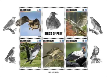 Sierra Leone 2024 Mi. 18600-18604 feuillet rapaces oiseaux de proie