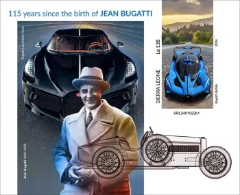 Sierra Leone 2024 Mi. Bl. 3194 bloc non dentelé Jean Bugatti voitures Chiron