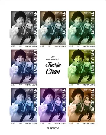Sierra Leone 2024 Mi. 18759-18766 ungezähnter Bogen Jackie Chan Bruce Lee