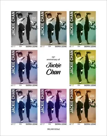 Sierra Leone 2024 Mi. 18767-18774 ungezähnter Bogen Jackie Chan Bruce Lee