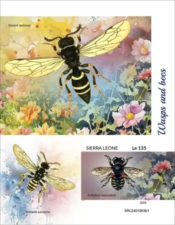 Sierra Leone 2024 Mi. Bl. 3128 bloc non dentelé guêpes abeilles insectes