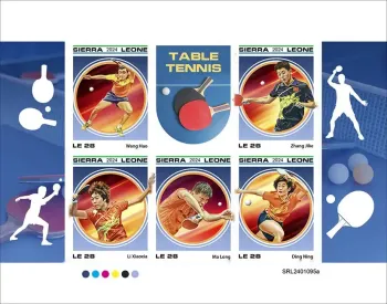 Sierra Leone 2024 Mi. 18610-18614 feuillet non dentelé tennis de table ping-pong